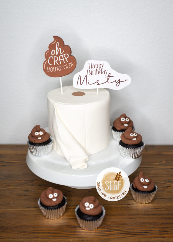 Toilet paper cake, poop cupcakes