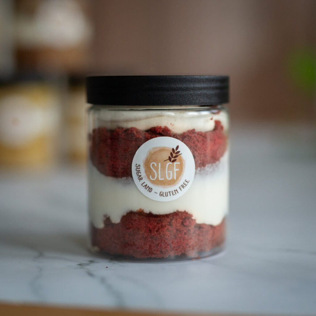 red velvet gluten free cake jar