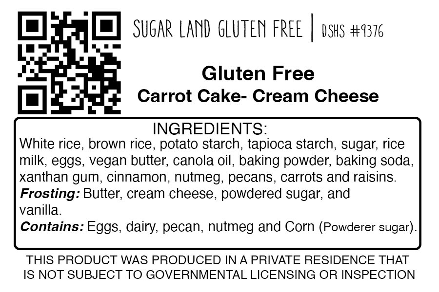 Gluten free carrot cream cheese